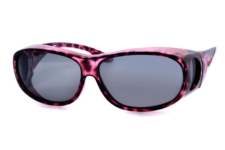 TX 粉紅豹紋 偏光太陽眼鏡/套鏡 （眼鏡族可用） 2171紫琥珀