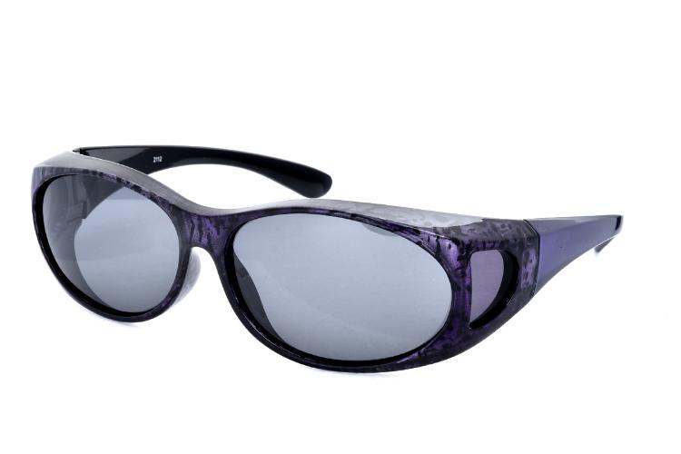 TX  紫色豹紋 偏光太陽眼鏡/套鏡 （眼鏡族可用） 2113紫琥珀
