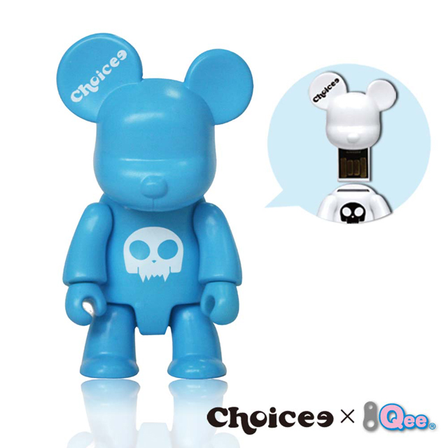 Choicee x Qee 16GB 公仔熊隨身碟-八色清新水藍