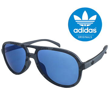 【adidas 愛迪達】經典飛官款太陽眼鏡/運動眼鏡#黑色迷彩框-藍鏡面(012143070)