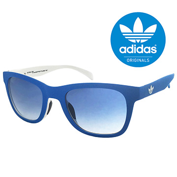 【adidas 愛迪達】經典愛迪達藍白色系三葉草LOGO太陽眼鏡/運動眼鏡#藍框(004027001)