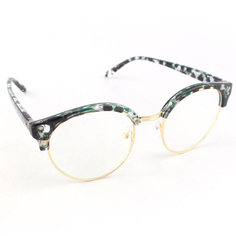 英國NATKIEL -  時尚綠潑墨半框平光鏡眼鏡 (英國飾品品牌)
