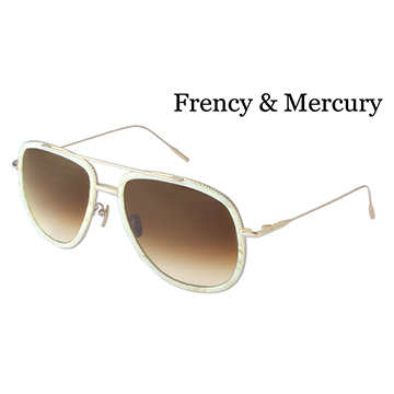 【Frency&Mercury 太陽眼鏡】Awaken-HM 品牌經典熱銷-飛官款設計(金邊x象牙白/漸層棕鏡面)
