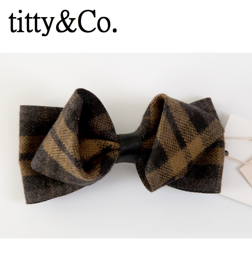 【U】titty&Co. - 甜美蝴蝶結髮夾(四色可選) - 格紋棕