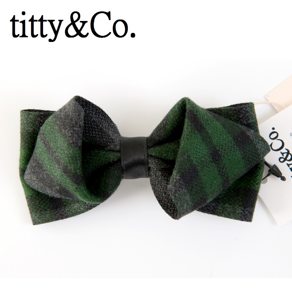 【U】titty&Co. - 甜美蝴蝶結髮夾(四色可選) - 格紋綠