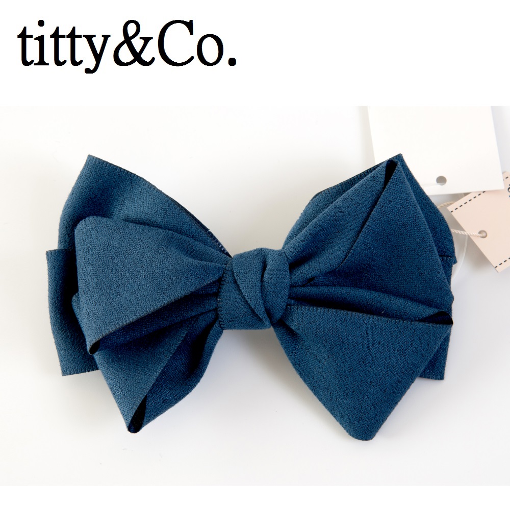 【U】titty&Co. - 甜美蝴蝶結髮夾(四色可選) - 素面藍