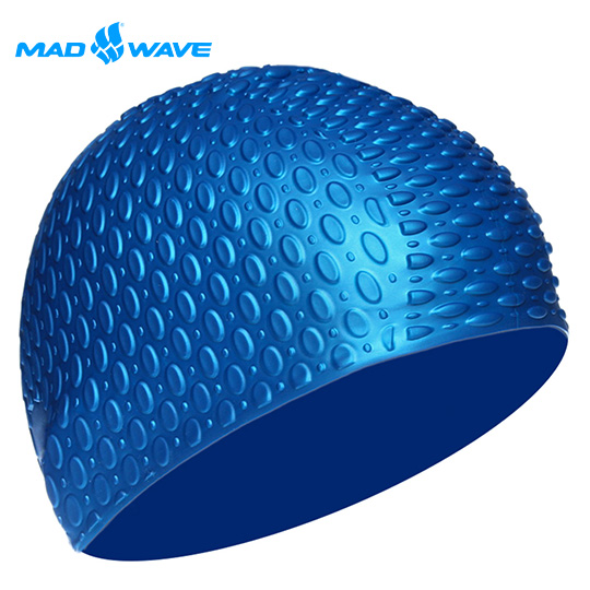 俄羅斯MADWAVE女性專用矽膠泳帽BUBBLE(送耳塞)藍