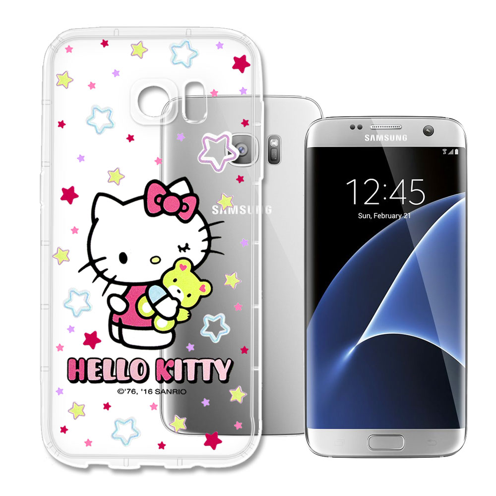 三麗鷗授權 Hello Kitty 凱蒂貓 Samsung Galaxy S7 edge 彩繪空壓手機殼(星星)