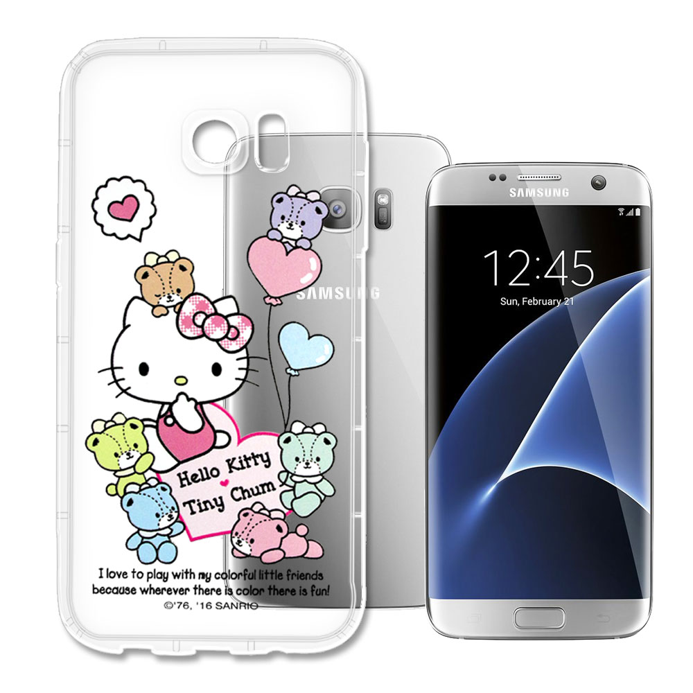 三麗鷗授權 Hello Kitty 凱蒂貓 Samsung Galaxy S7 edge 彩繪空壓手機殼(氣球)
