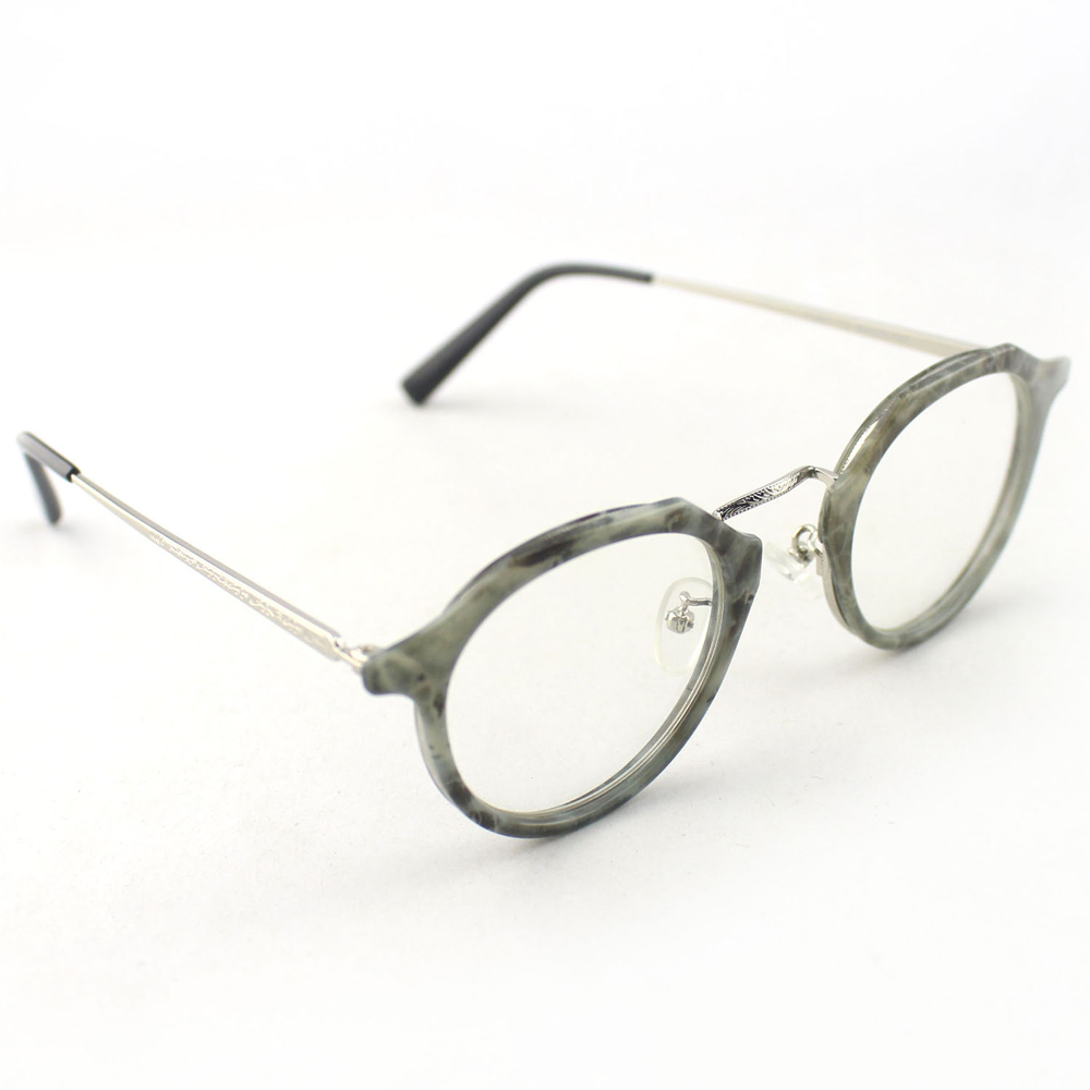 英國NATKIEL - 低調時尚雲母石紋路銀槓平光眼鏡(英國飾品配件品牌)