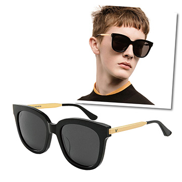 【GENTLE MONSTER 太陽眼鏡】ABSENTE C01GD 明星配戴款-時尚大框墨鏡(黑-金色/蔡司灰鏡面)