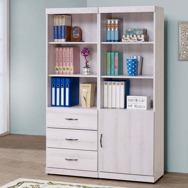 《Homelike》莉薇4尺書櫃(二色可選)白栓木紋