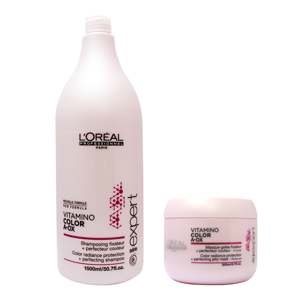 L’OREAL萊雅 絕色漾彩護色洗髮乳 500ml+髮膜 200ml