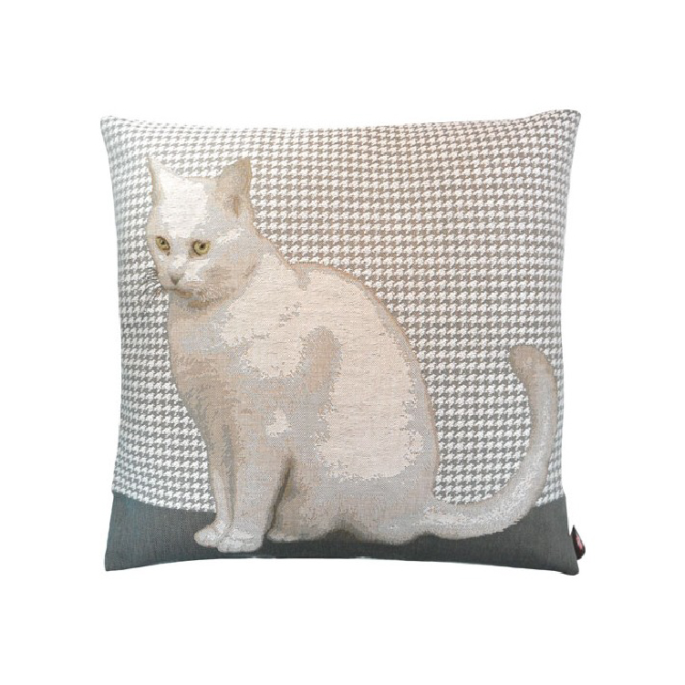Art de Lys法國原裝 2162G白色貓咪抱枕套36x36