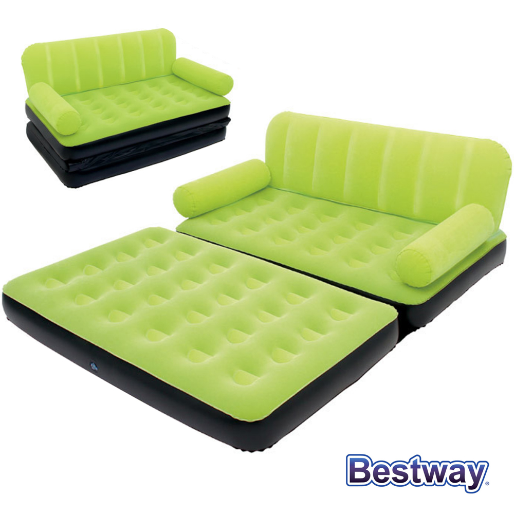 【BESTWAY】多功能充氣式雙人折疊沙發椅.空氣床 (67356)(草綠)