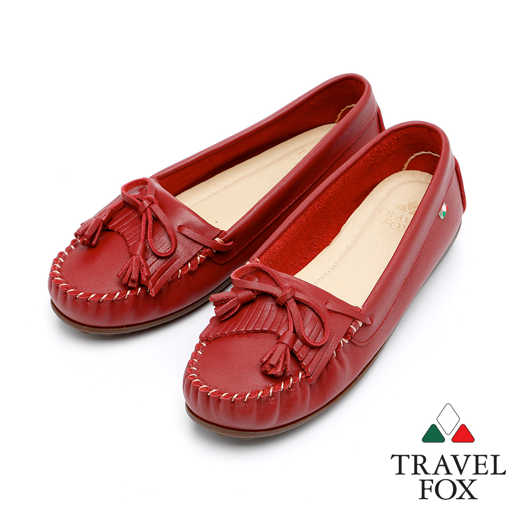 Travel Fox 柔軟牛皮流蘇鞋916812-104-35紅色