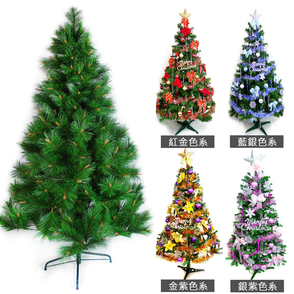 台灣製4尺/4呎(120cm)特級綠松針葉聖誕樹 (+飾品組)(可選色)(不含燈)-飾品紅金色系YS-GPT04003