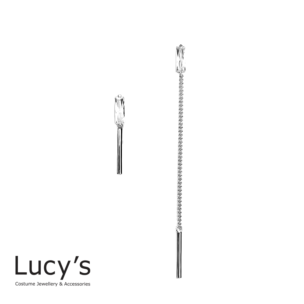 Lucy’s 歐美時尚垂墜效果方鑽耳環銀色