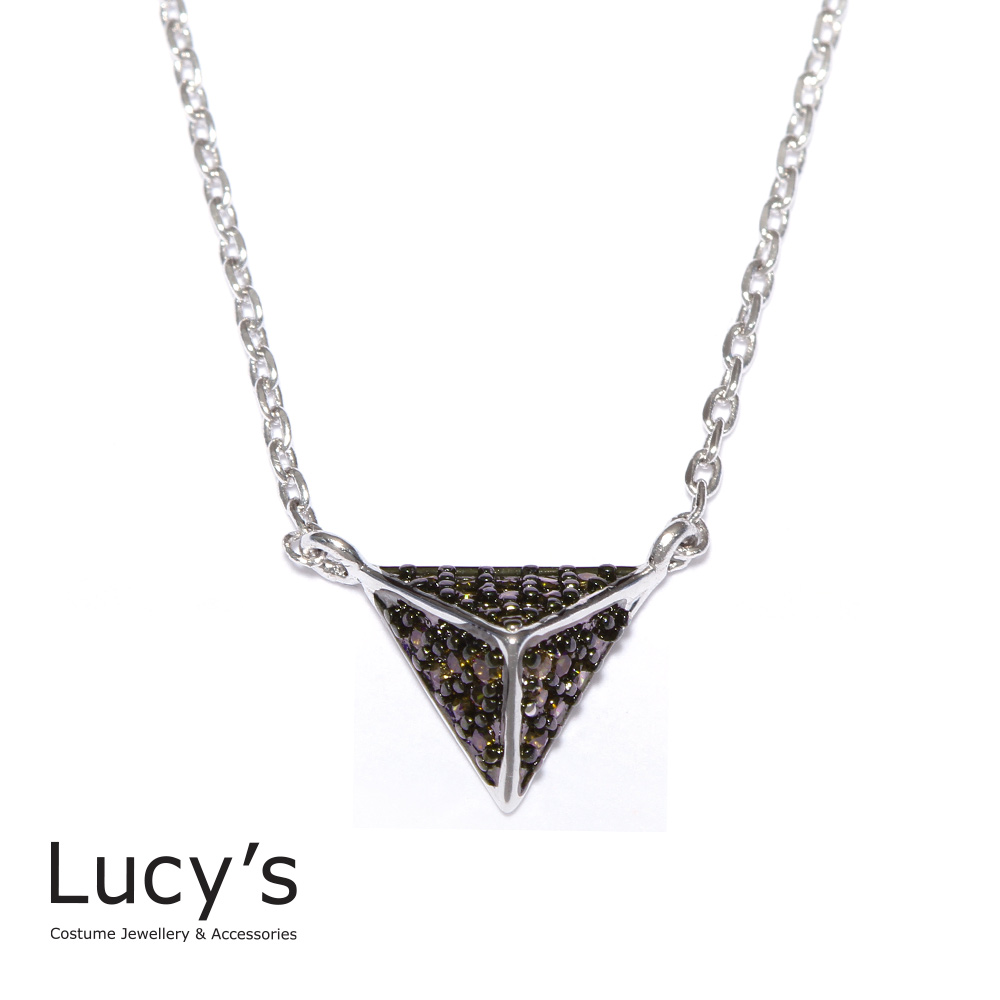 Lucy’s 歐美個性鑲鑽三角形鎖骨鍊褐鑽