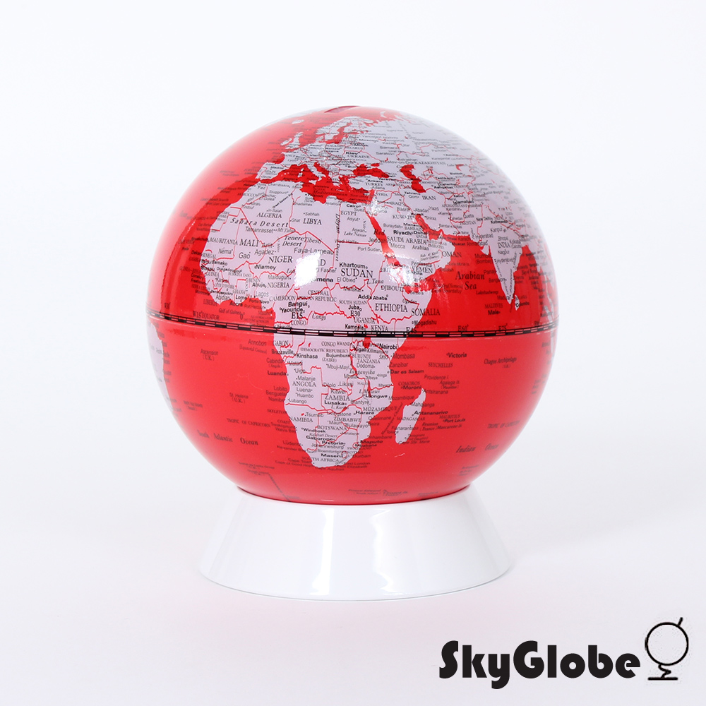 SkyGlobe 5吋紅色存錢筒地球儀(英文版)