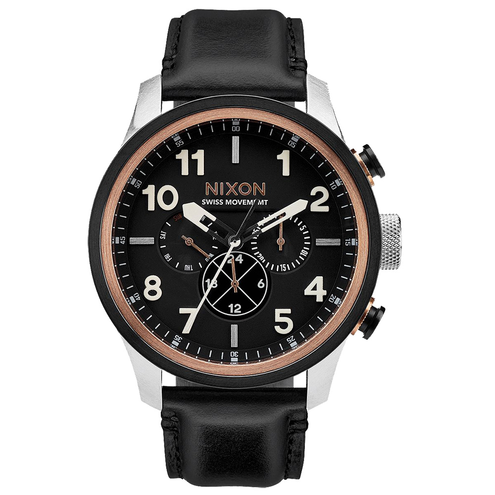 NIXON SAFARI DUAL TIME LEATHER 怒海潛龍時尚腕錶-A10822051