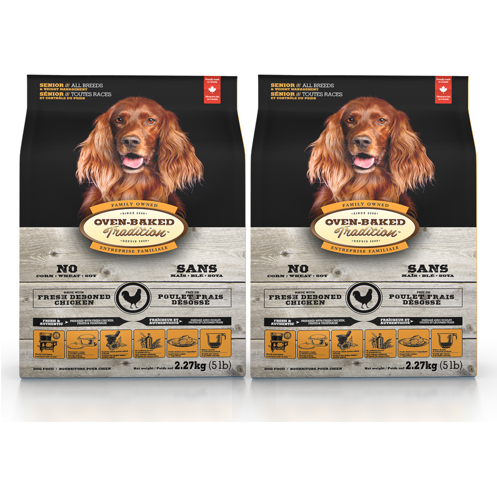 Oven-Baked烘焙客 減肥犬 老犬 雞肉配方 原顆粒 5磅 X 2包